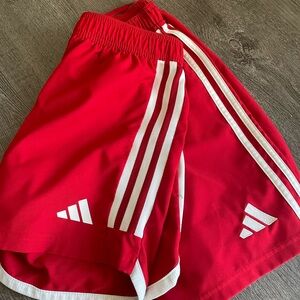 Adidas Red Shorts with White Stripes